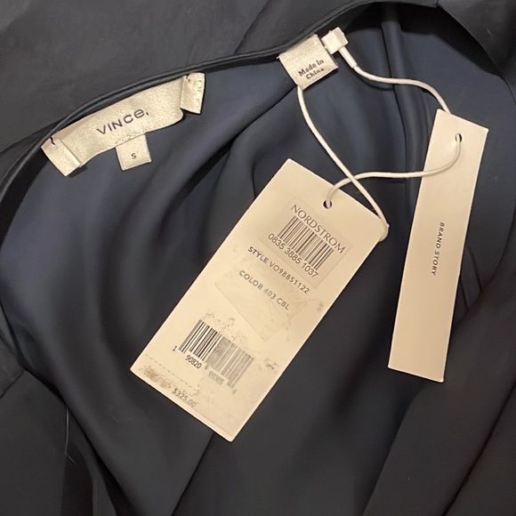 NWT Vince V Neck Tie Waist Midi Dress - Picture 9 of 9